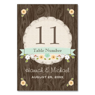 MINT GREEN COUNTRY CHARM MARIAGE NUMÉRO DE TABLE C