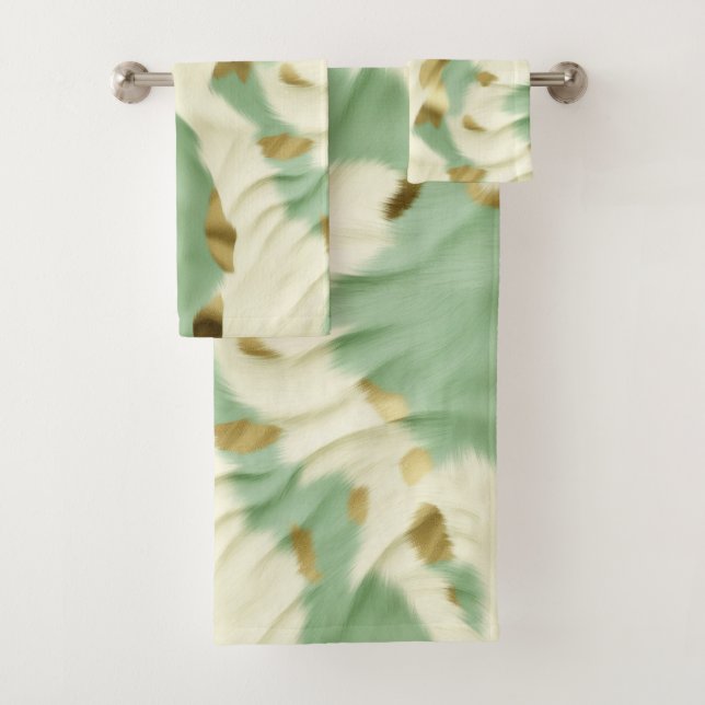 Mint Green Cream Gold Cowhide (En situation)