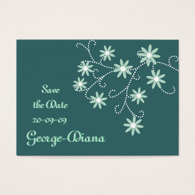 Mint Green Daisies Abordable Enregistrer les carte (Devant)