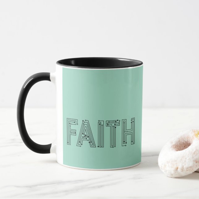 Mint green faith typography coffee mug (Avec donut)