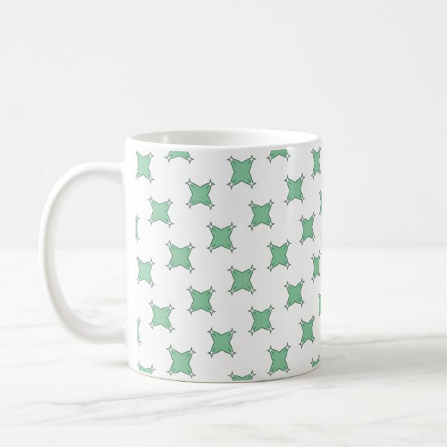 Mint green geometric star motif coffee mug (Gauche)