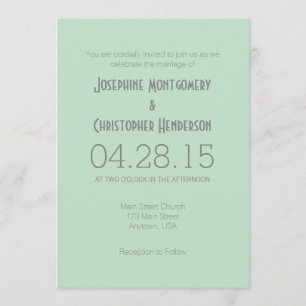 Mint Green Grey Simple Faire-part de mariage moder
