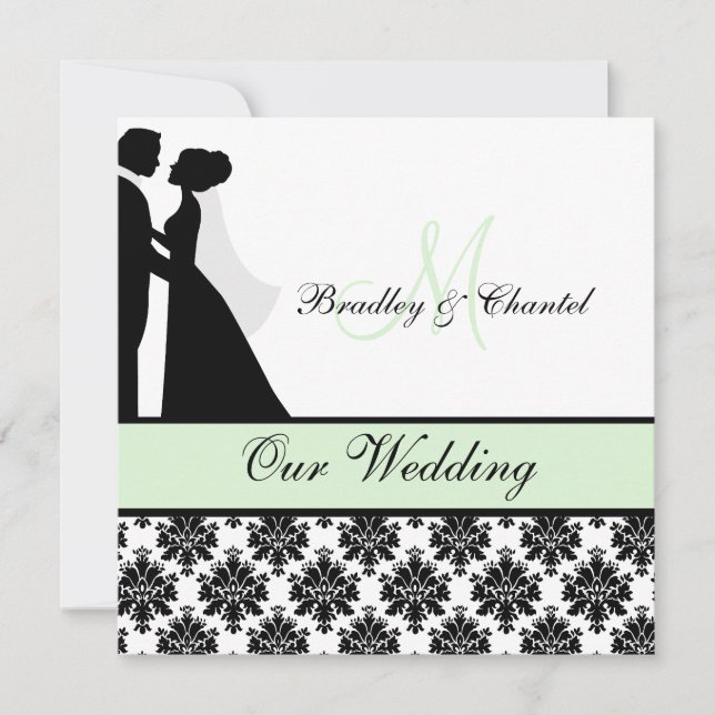 Mint Green Mariage Couple Faire-part de mariage (Devant)