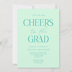 Mint Green moderne Cheers Grad Party Invitation