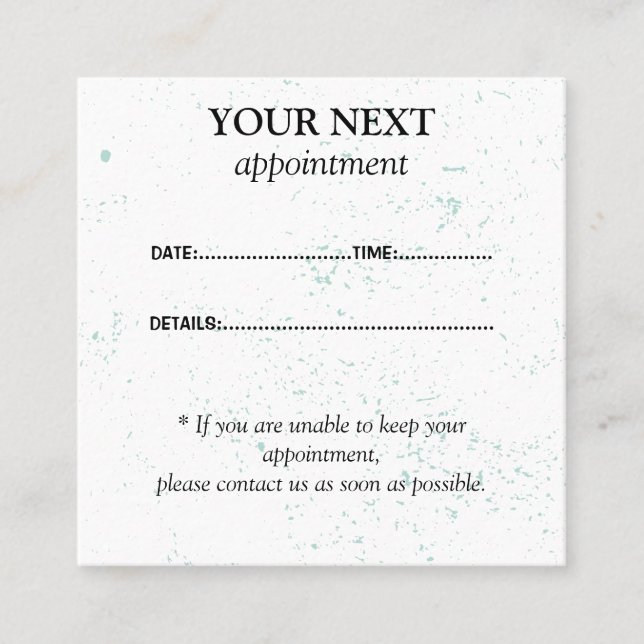 Mint Green Paint Splatter Rendez-vous Reminder voi (Devant)