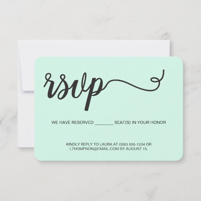 Mint Green RSVP sans envoi Siège réservé (Devant)