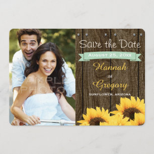 MINT GREEN RUSTIC SUNLOWER ENREGISTRER LA CARTE DE