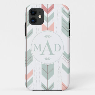 Mint Green Tribal Motif Monogram iPhone 5 Coque