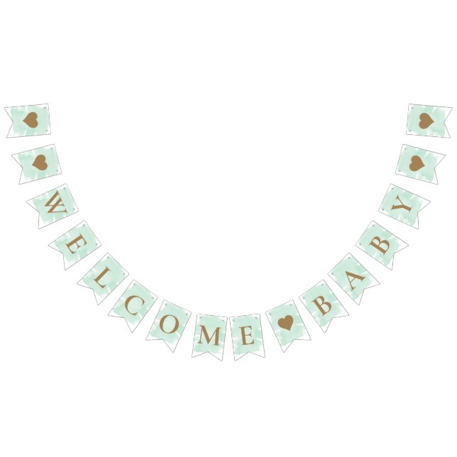 Mint Green Welcome Baby Bunting drapeaux (Tout)
