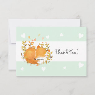 Mint Heart Woodland Fox Carte de remerciements