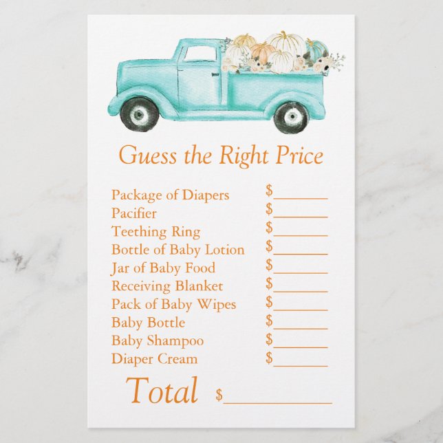 Mint Petit Baby shower Citrouille Devis Prix Idéal (Devant)