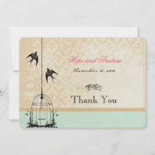Mint Rustic Vintage Birdcage mariage invitations