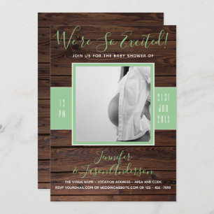 Mint rustique   Baby shower PHOTO Invitation