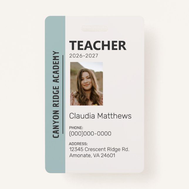 Mint Stripe Homeschool Educator ID Badge (Devant)