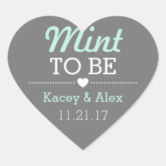 Mint To Be Heart Stickers Mariage Faveurs