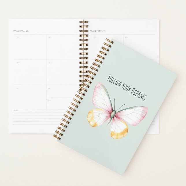 Mint White Yellow Pink Teal Butterfly (Devant avec enveloppe)
