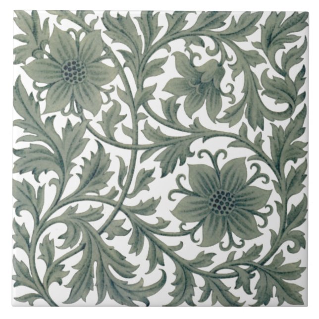 Minton Wm Morris Style Repro 1890 Carreaux blancs (Devant)