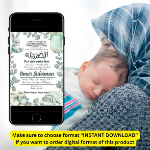 Minty Green Baby Stuff Musulman Faire-part de nais