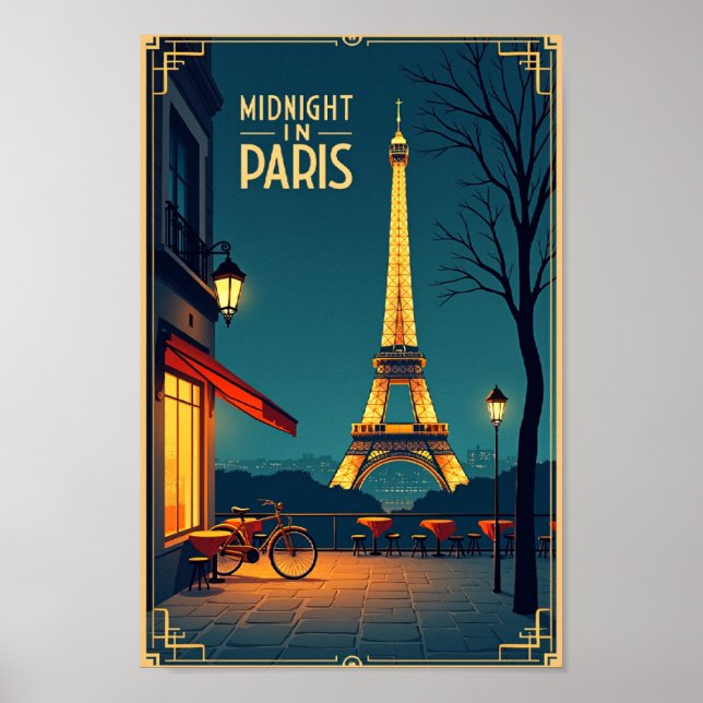 Minuit à Paris - Poster Vintage voyage (Devant)