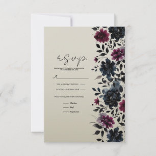 Minuit Bleu Bourgogne Inky Floral Almond RSVP