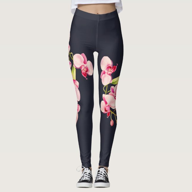 Minuit Bleu vif Pink Orchid Leggings (Devant)