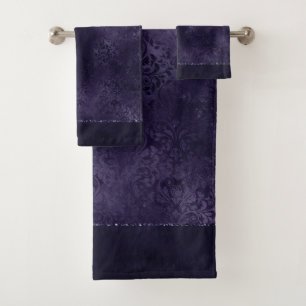Minuit Indigo Romance   Satiny Grunge Damask