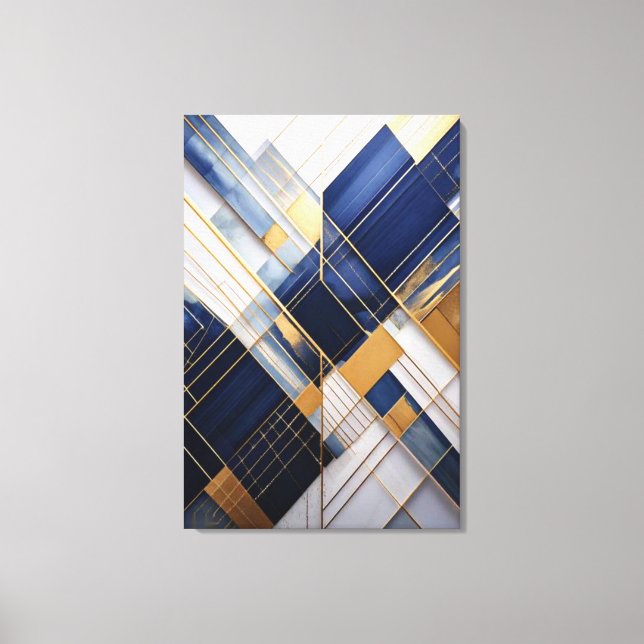 Minuit & Marbre : Art Déco Géométrique Navy et Or (Recto)