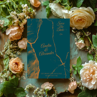 Minuit Vert et Cuivre Marbre Carte de Pré-annonce