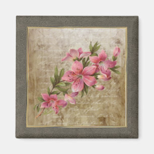 Minuscule aimant Vintage à impression rose