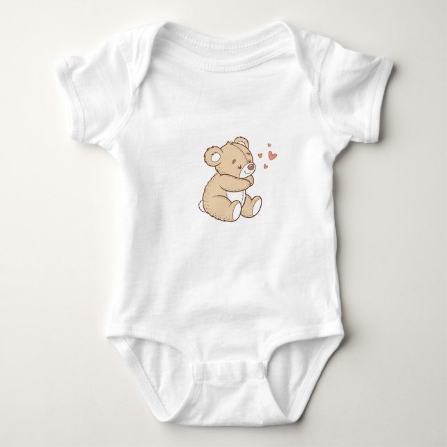 Minuscule body pour bébé en forme d'ours en peluch (Devant)
