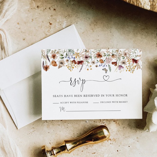 Minuscule carte RSVP de mariage Fleur sauvage (Créateur téléchargé)