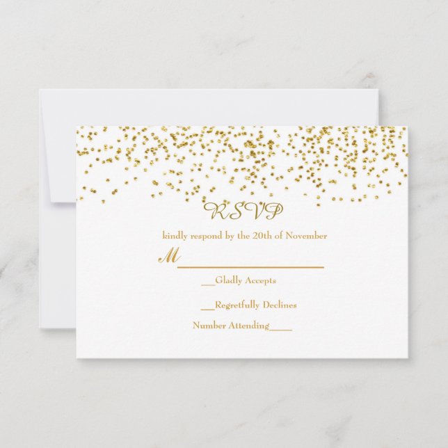 Minuscule Dots Or Confetti Carte de Mariage modern (Devant)