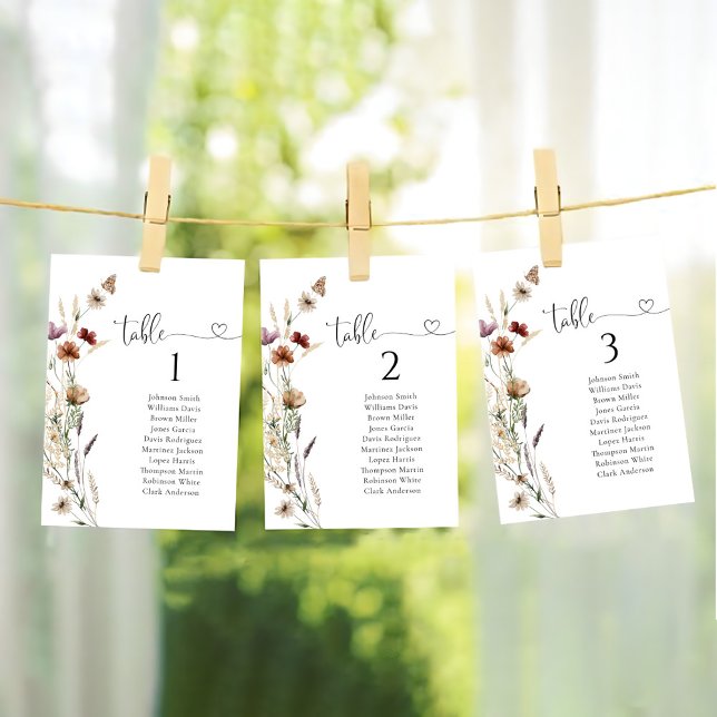 Minuscule Mariage de table Fleur sauvage Cartes de (Créateur téléchargé)