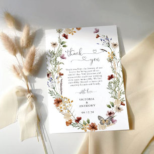 Minuscule Mariage Fleur sauvage Merci Cartes