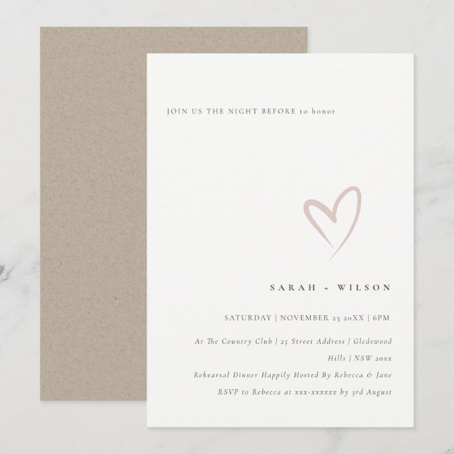 Minuscule Soirée Cardiaque Simple Avant Invitation (Devant / Derrière)