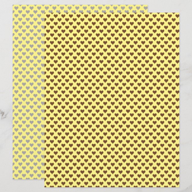 Minuscules Coeurs Brown papier à scandale jaune (Devant / Derrière)