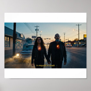 Miquiztli Calavera Amoureux Promenade - Affiche