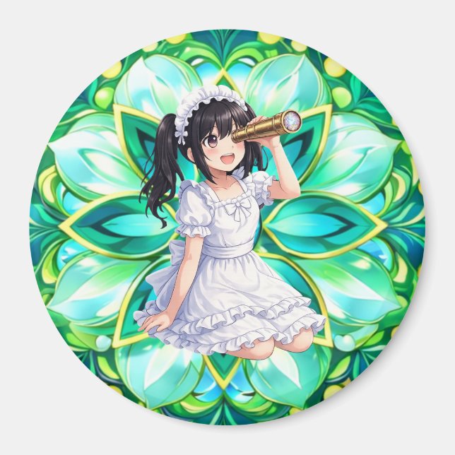 Mirabella dans Mandala Lumineux Vert – Magnet (Devant)