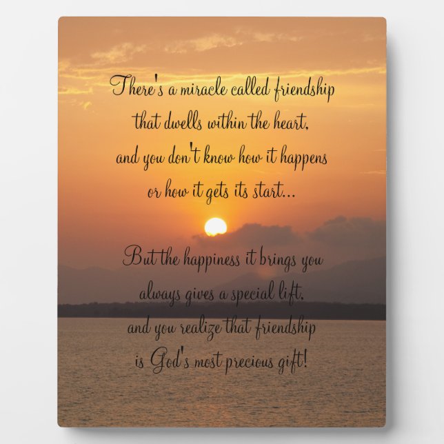 Miracle de l'amitié Poem Plaque (Devant)