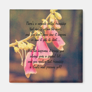 Miracle Floral vintage De L'Amitié Poème Magnet