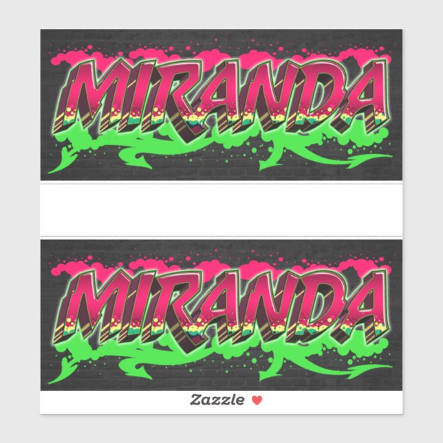 Miranda prénom autocollant graffiti sticker (Feuille)