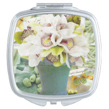 Miroir compact avec conception orchidée