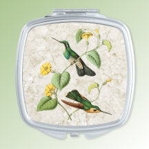 Miroir compact de colibri à colibris blanc