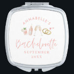 Miroir De Poche Bachelorette de champagne moderne rose girly éléga<br><div class="desc">Champagne moderne rose girly et cocktails soirée bachelorette faveur compacte</div>