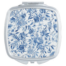 Chinoiserie aquarelle florale botanique bleue