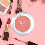 Miroir De Poche Corail Stylisé Mariage Bridesmaid Monogramme<br><div class="desc">Un miroir compact personnalisé pour votre femme de chambre ou femme d'honneur mariage qui a son nom et son initiale stylisés sur un arrière - plan corallien tendance. Modifier pour remplacer l'initiale et le nom. Sélectionnez votre style de miroir compact.</div>