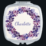 Miroir De Poche Fête de mariée personnalisée violet fleuri Favoris<br><div class="desc">Fête nuptiale Personnalisée de couronnes florales violettes Favoriser le miroir compact</div>