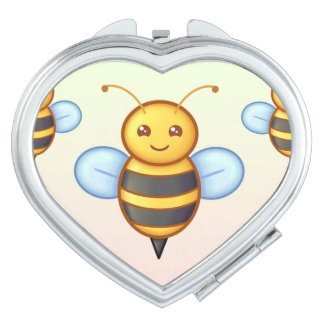 Miroir de poche forme coeur motif abeille