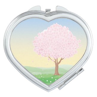 Miroir De Poche Miroir forme coeur motif paysage cerisier