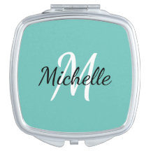Monogramme bleu moderne Girl Initiale + Nom